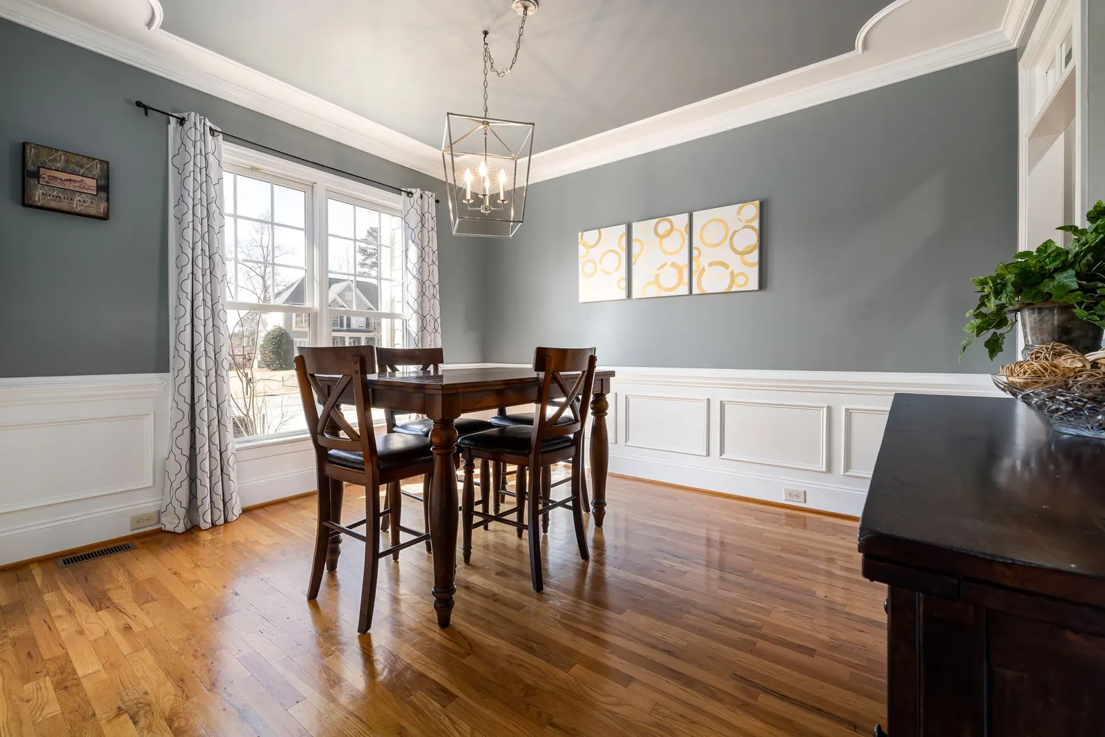 Hardwood floor in a dining room ready for holiday hosting