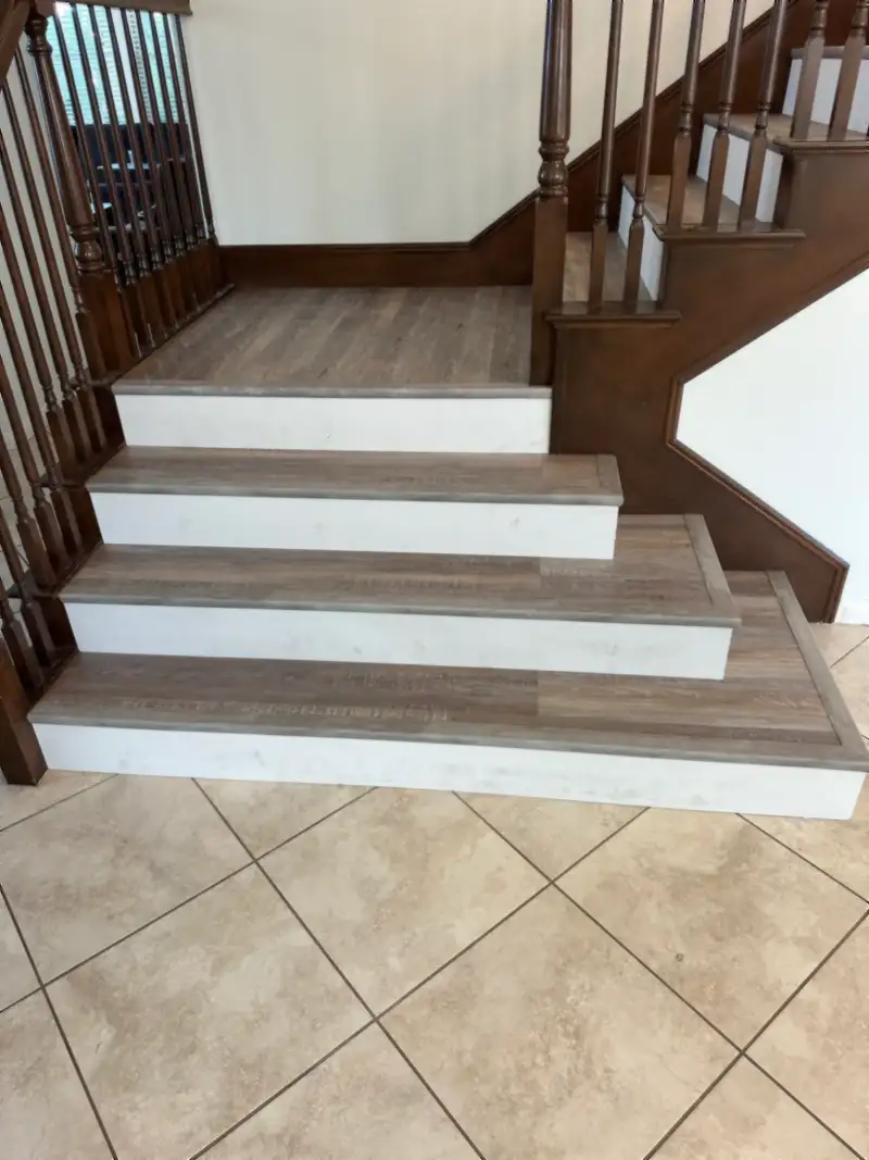 Staircase with new treads and risers finished by Monteros