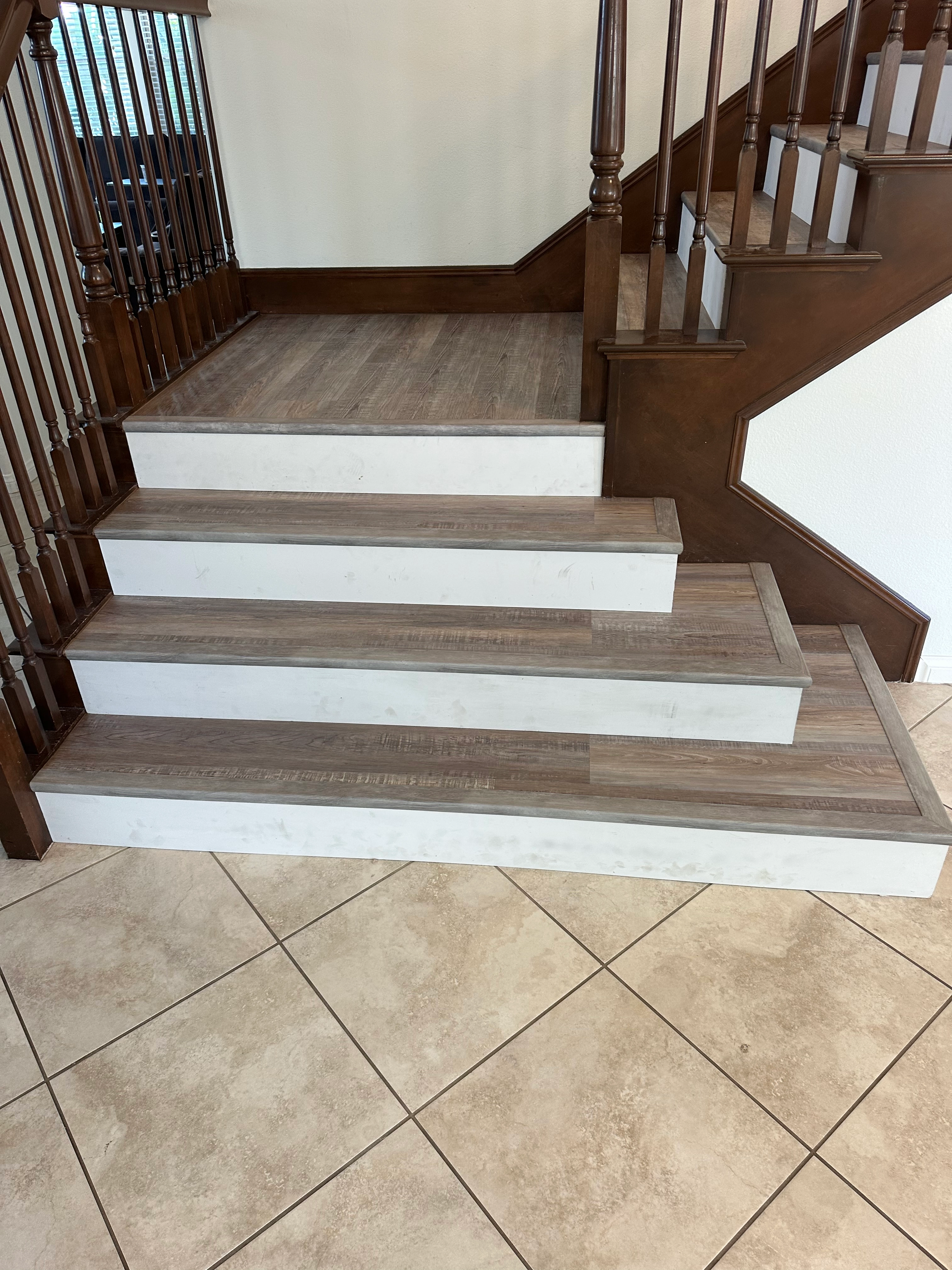 Newly refinished hardwood staircase by Monteros in an Inland Empire home