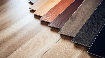 Luxury vinyl plank samples laid out for selection